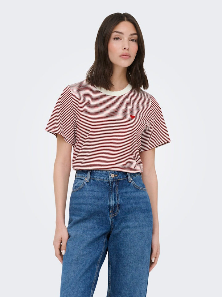 Jdypisa S/s Print Top Jrs Noos - Ecru Dessin