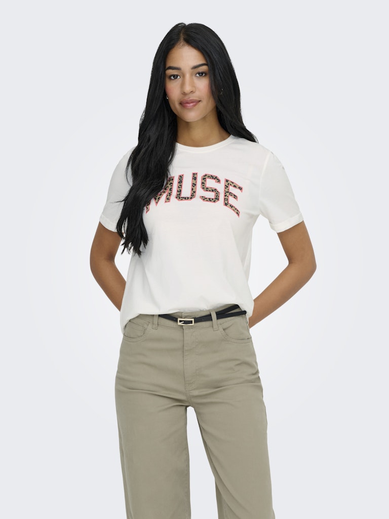 Onllea Life S/s Print Top Box Cc Jrs - Off-white