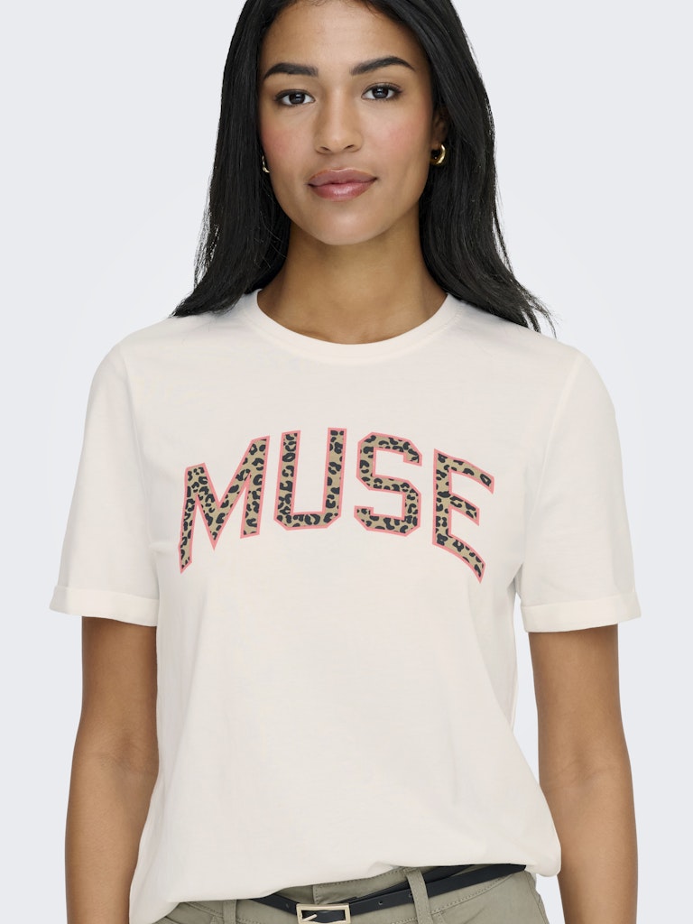 Onllea Life S/s Print Top Box Cc Jrs - Off-white