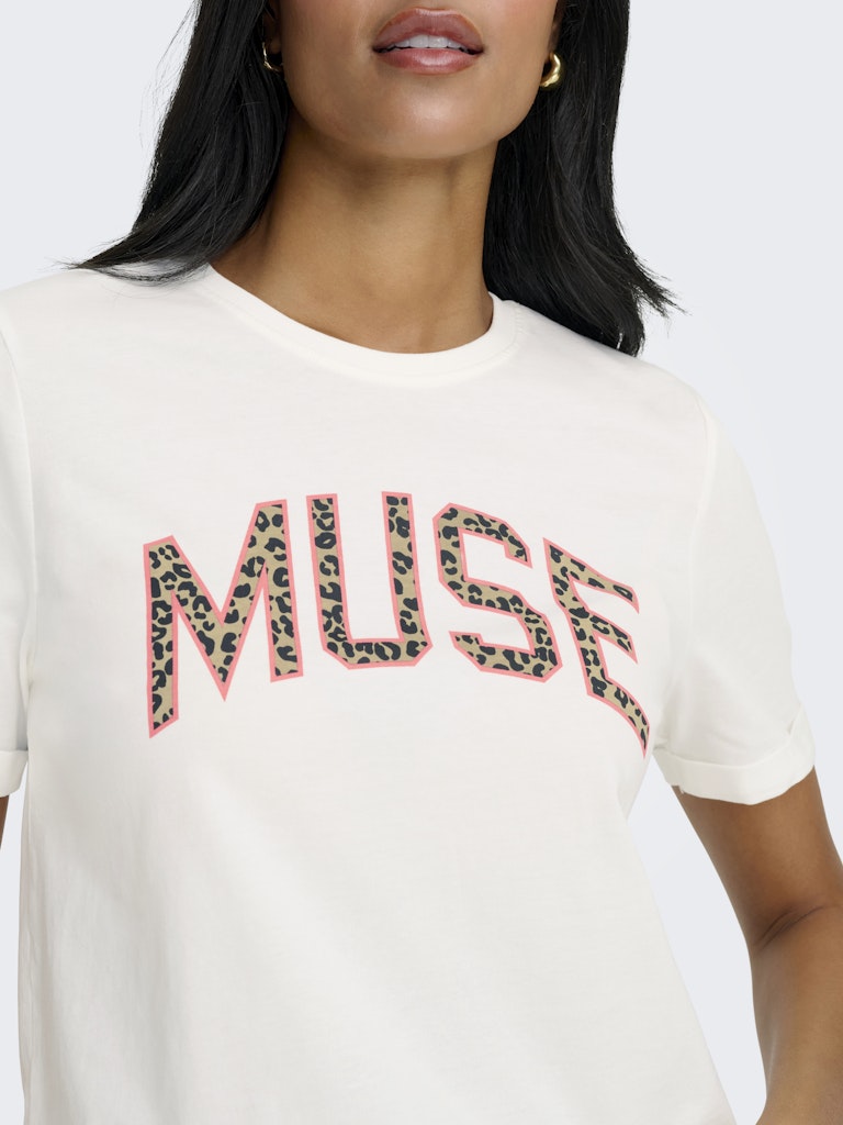 Onllea Life S/s Print Top Box Cc Jrs - Off-white