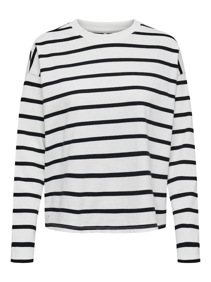 Onlsoph L/s Stripe Top Jrs - Wit Dessin