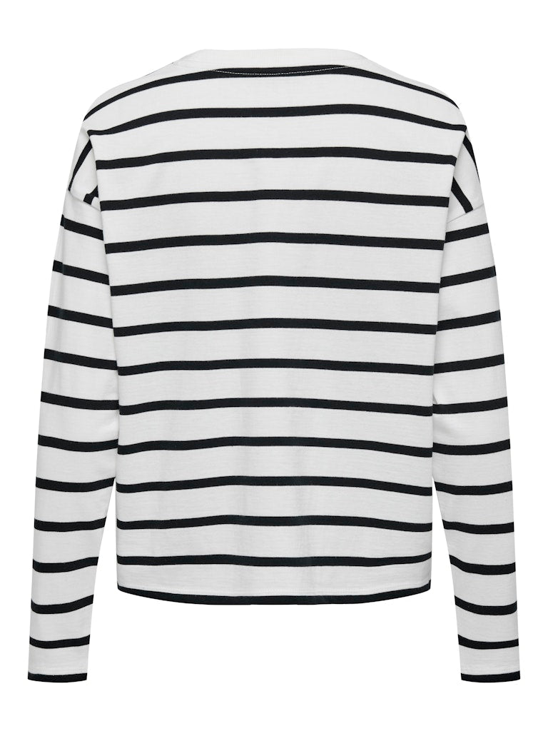 Onlsoph L/s Stripe Top Jrs - Wit Dessin