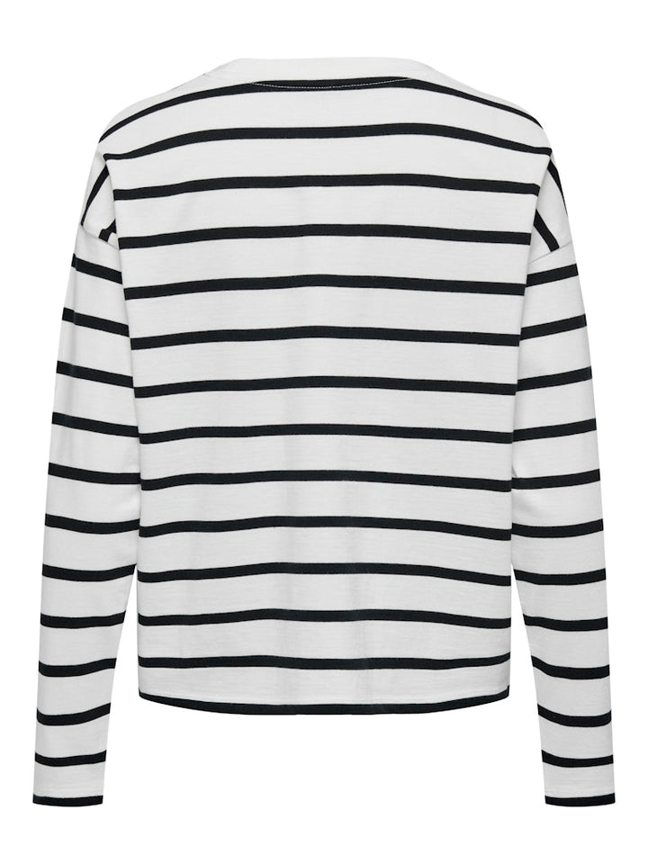 Onlsoph L/s Stripe Top Jrs - Wit Dessin