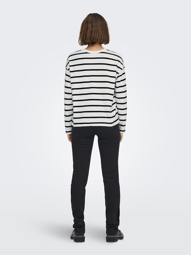 Onlsoph L/s Stripe Top Jrs - Wit Dessin