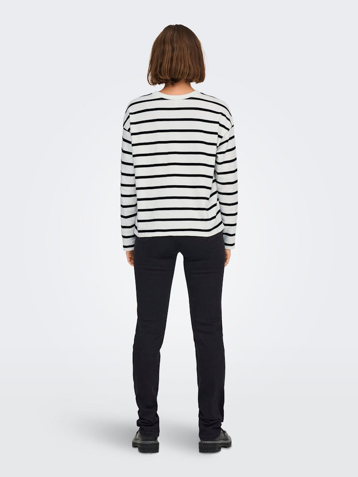 Onlsoph L/s Stripe Top Jrs - Wit Dessin