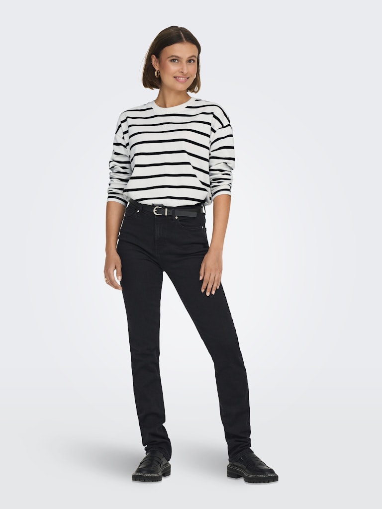 Onlsoph L/s Stripe Top Jrs - Wit Dessin