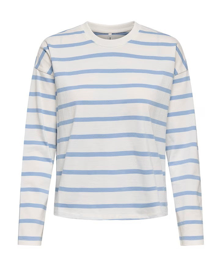Onlsoph L/s Stripe Top Jrs - Wit Dessin