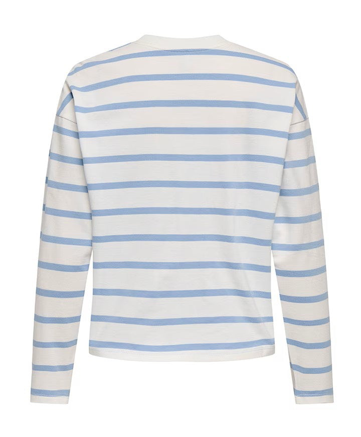Onlsoph L/s Stripe Top Jrs - Wit Dessin