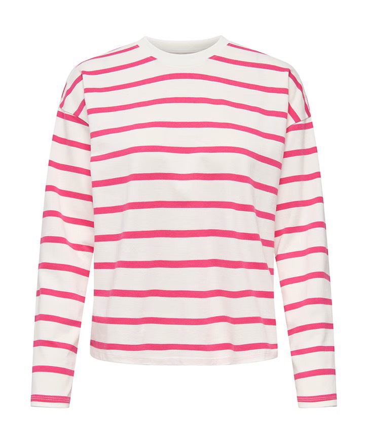 Onlsoph L/s Stripe Top Jrs - Wit Dessin