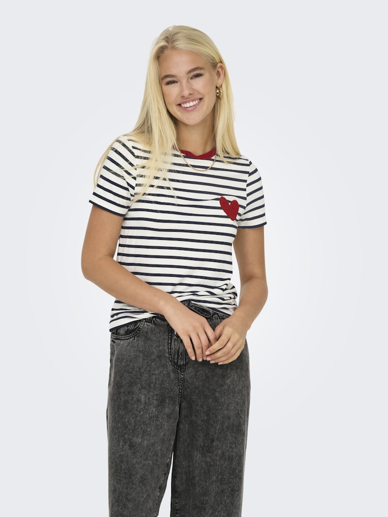 Onlheart Life S/s Tee Jrs Noos - Wit Dessin