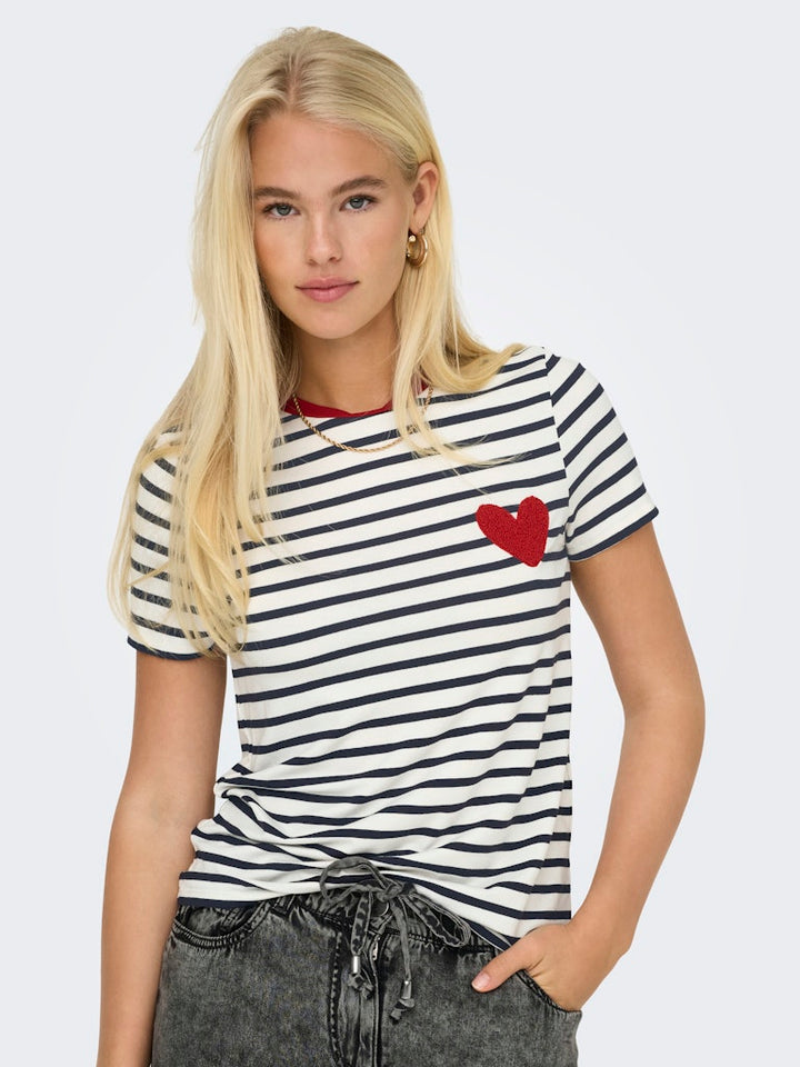 Onlheart Life S/s Tee Jrs Noos - Wit Dessin