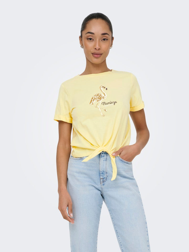 Onldora S/s Knot Fold-up Top Jrs - Geel