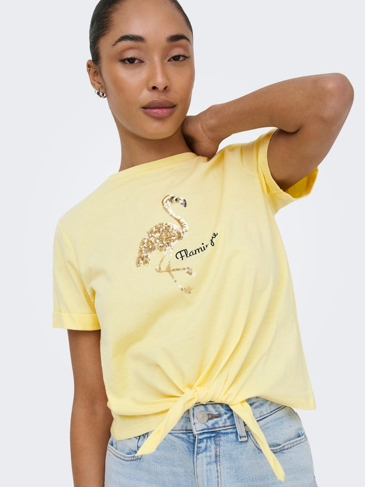 Onldora S/s Knot Fold-up Top Jrs - Geel