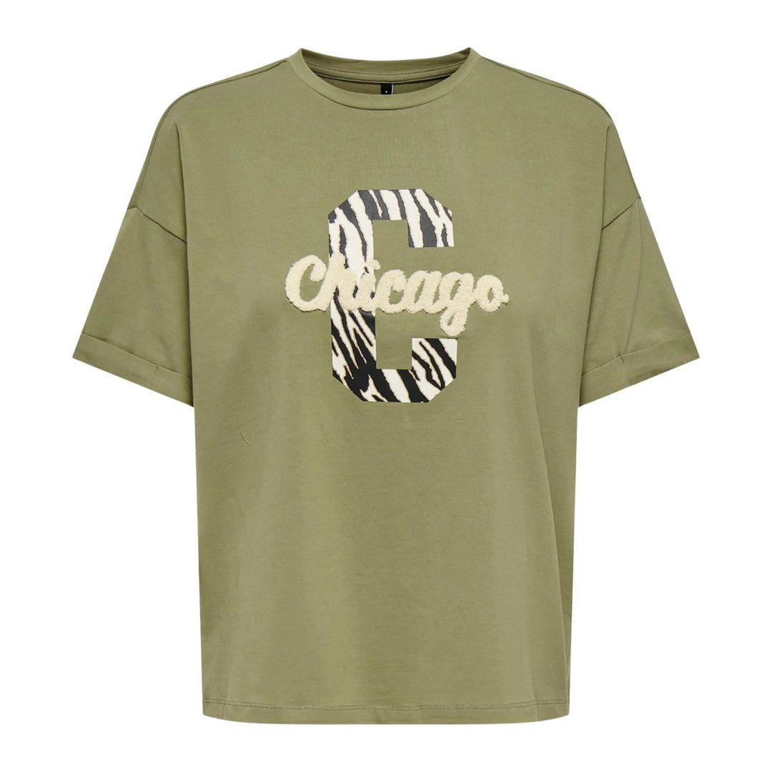 Onlcia Life S/s Foldup Prnt Top Boxccjrs - Army