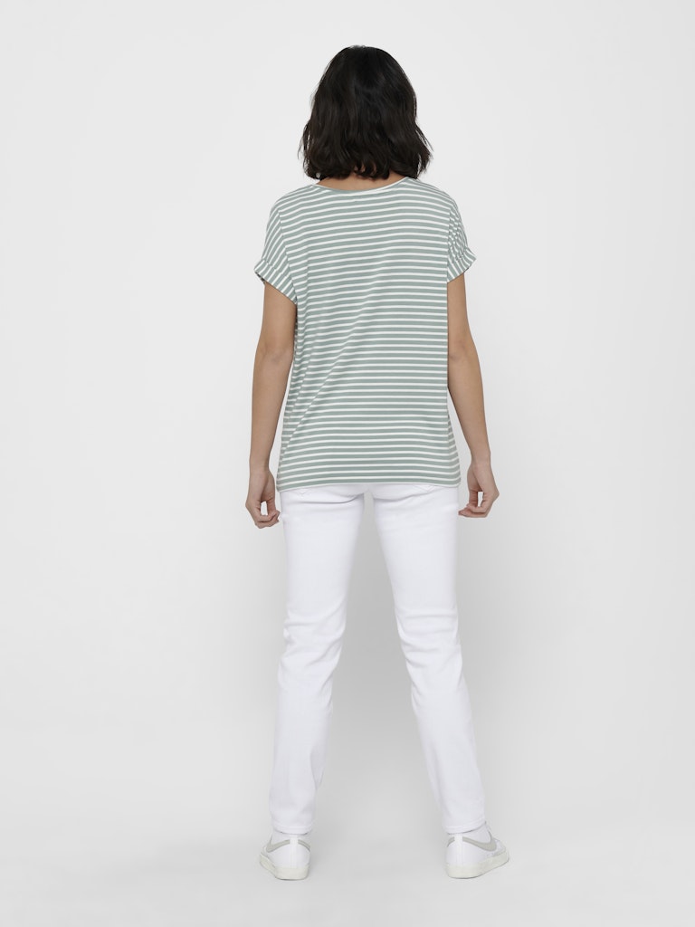 Onlmoster Stripe S/s O-neck Top Jrs Noos - Groen Dessin