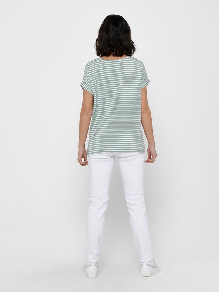 Onlmoster Stripe S/s O-neck Top Jrs Noos - Groen Dessin