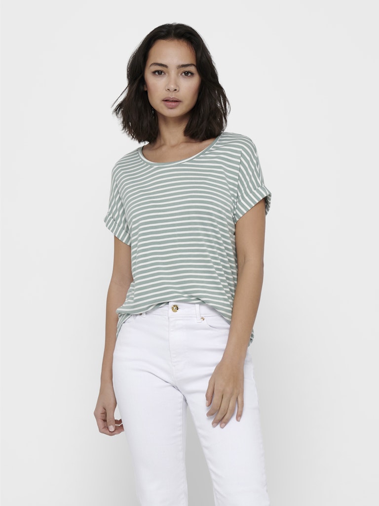 Onlmoster Stripe S/s O-neck Top Jrs Noos - Groen Dessin