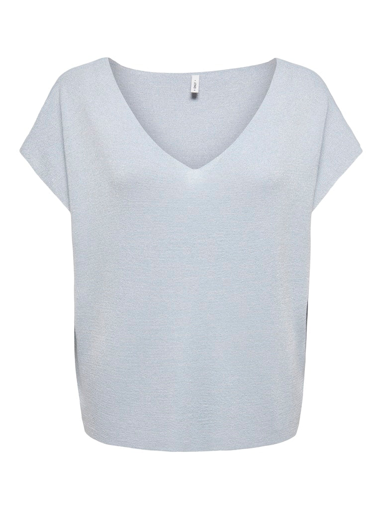 Onlshina Ss Glitter V-neck Cs Knt - Lichtblauw