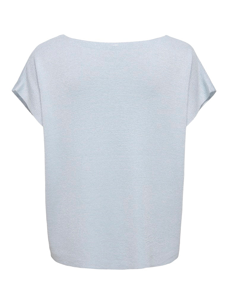 Onlshina Ss Glitter V-neck Cs Knt - Lichtblauw