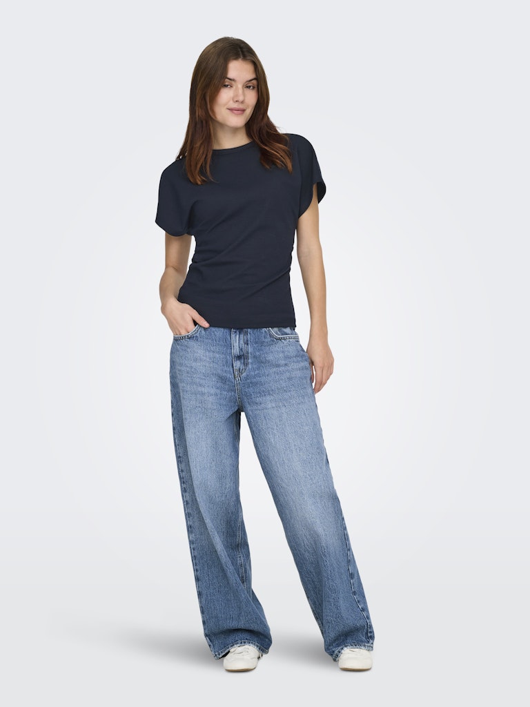 Onlatlas S/s Waist Top Swt - Navy
