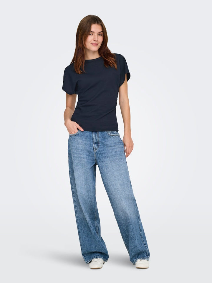 Onlatlas S/s Waist Top Swt - Navy