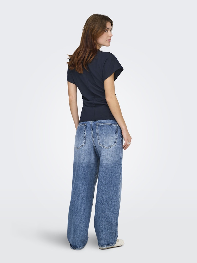 Onlatlas S/s Waist Top Swt - Navy