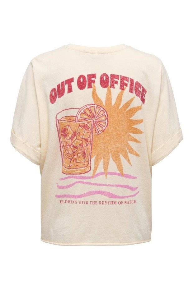 Onlminna Life S/s Print Top Cs Jrs - Abricot