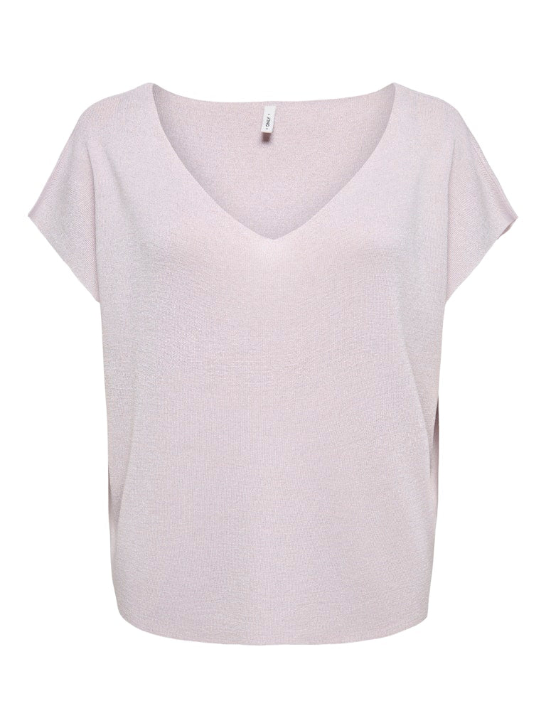Onlshina Ss Glitter V-neck Cs Knt - Lila