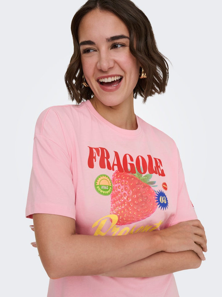 Onlbolette Life S/s Top Box Cc Jrs - Roze