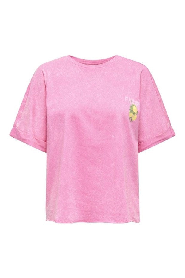 Onlminna Life S/s Print Top Cs Jrs - Roze