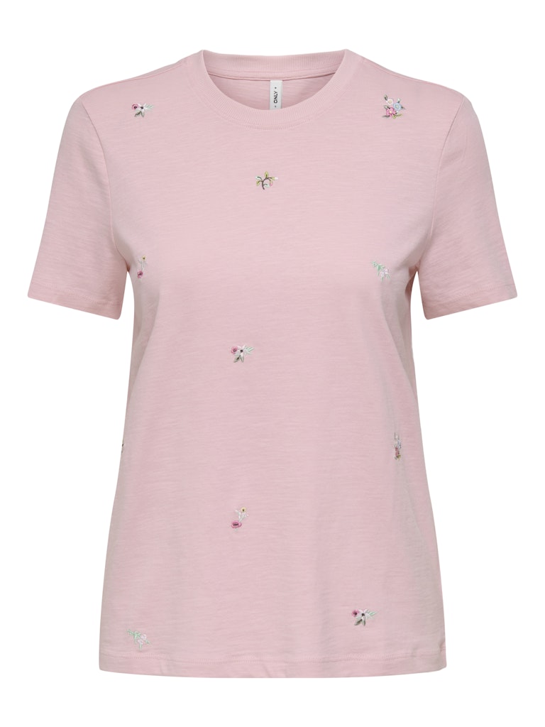 Onlketty Slub S/s O-neck Top Jrs - Roze