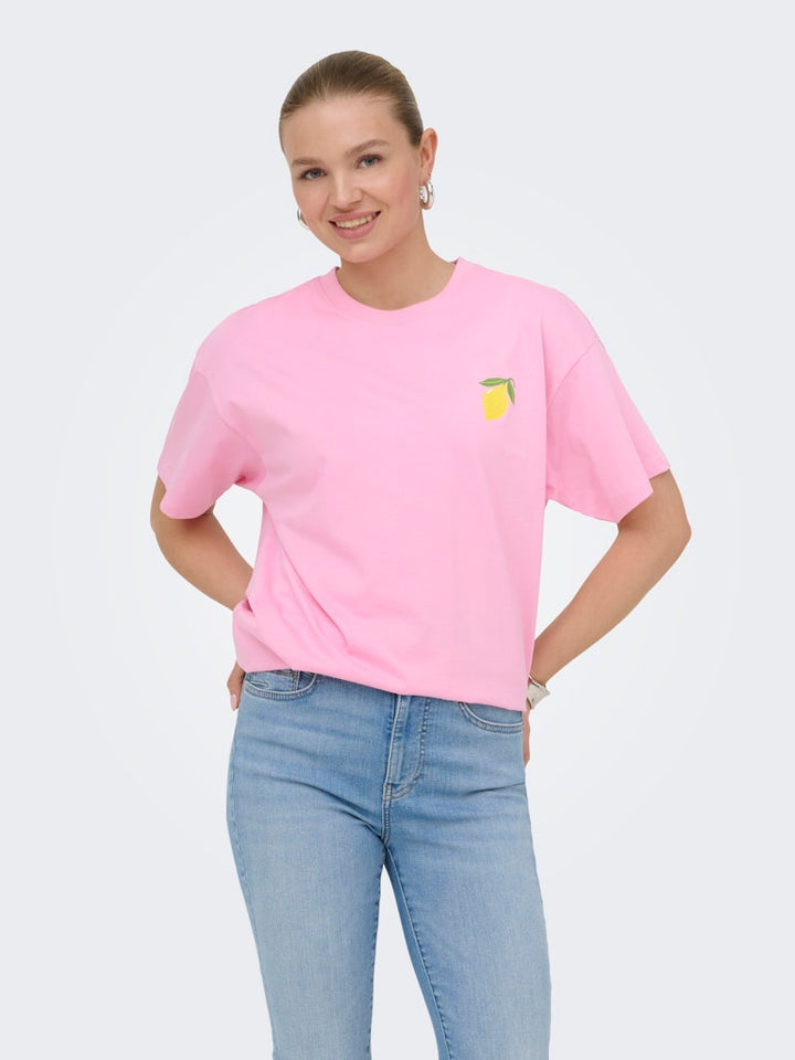 Onlelle S/s Printed Tee Cs Jrs - Roze Dessin