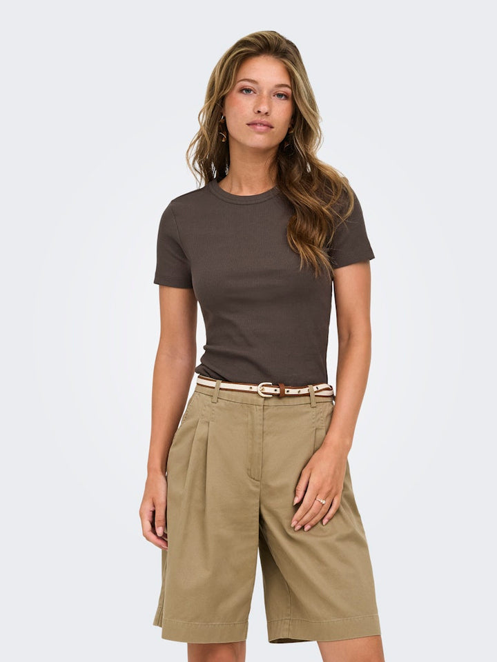 Onlval Ss O-neck Solid - Bruin
