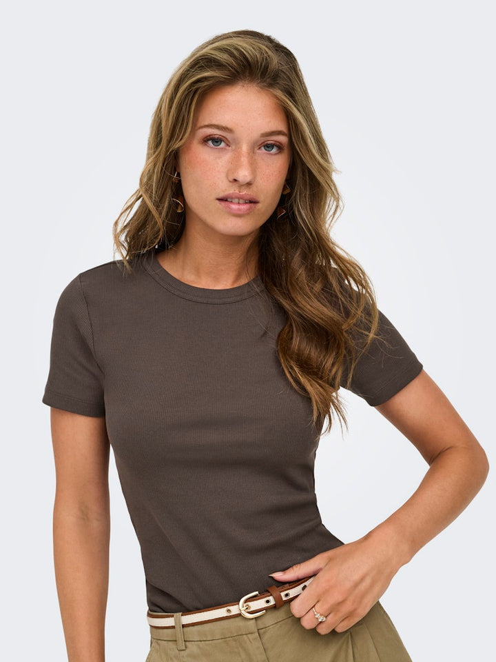 Onlval Ss O-neck Solid - Bruin