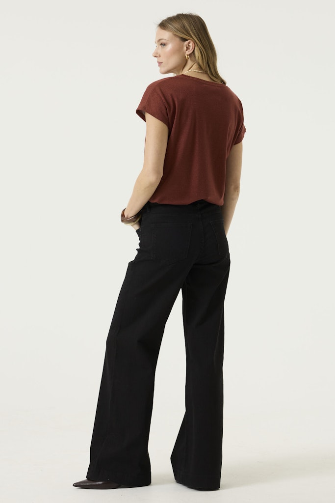 T-shirt Korte Mouw Met Lurex - Brique