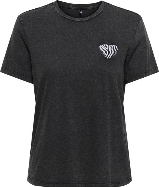 Onllucy Life S/s Emb. Top Box Cc Jrs - Zwart