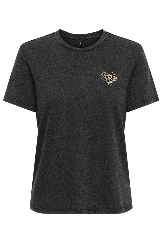 Onllucy Life S/s Emb. Top Box Cc Jrs - Zwart