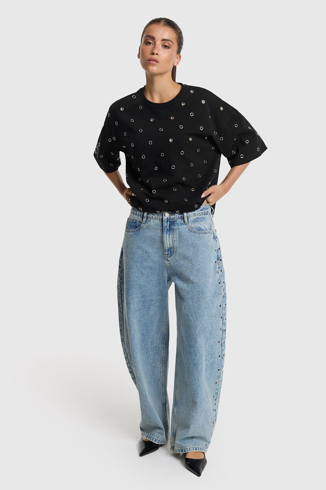 Eye Let T-shirt - Zwart