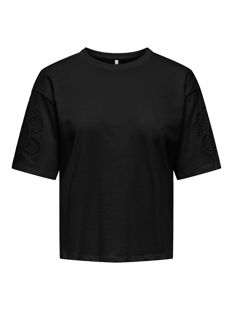 Onltally S/s Round Neck Box Top Jrs - Zwart
