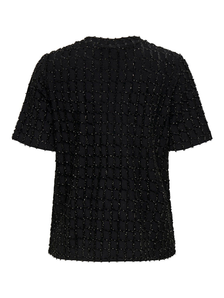 Onlines Life 2/4 O-neck Glitter Top Jrs - Zwart
