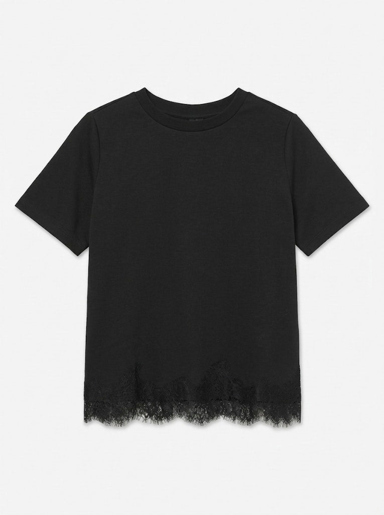 Vmsara Mette Lace Ss T-shirt - Zwart