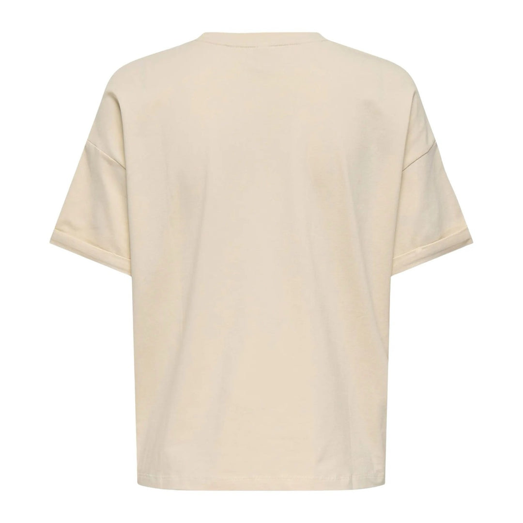 Onlcia Life S/s Foldup Prnt Top Boxccjrs - Ecru