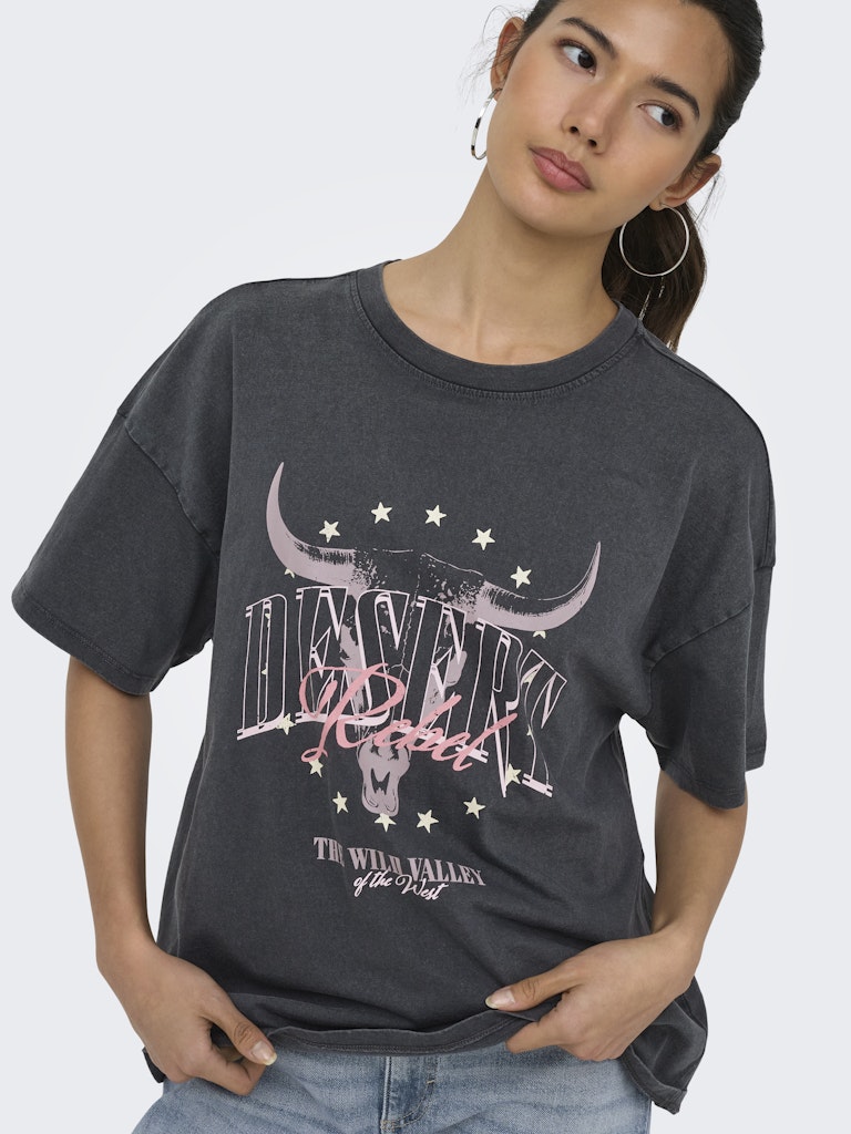 Onlmila S/s Print Box Cs Jrs - Grijs Dessin