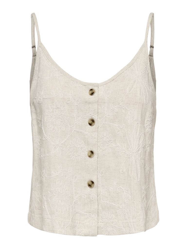 Onlsiesta Linen Bl Emb Singlet Pnt - Beige