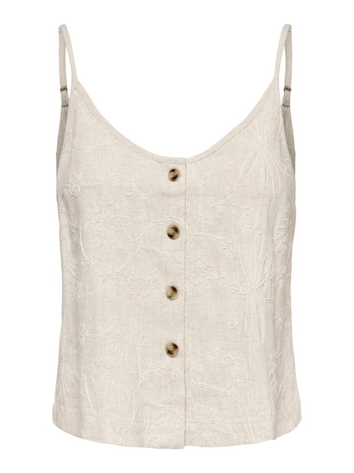 Onlsiesta Linen Bl Emb Singlet Pnt - Beige