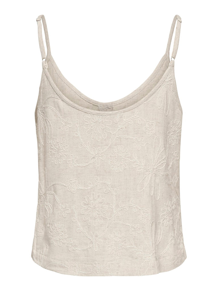 Onlsiesta Linen Bl Emb Singlet Pnt - Beige