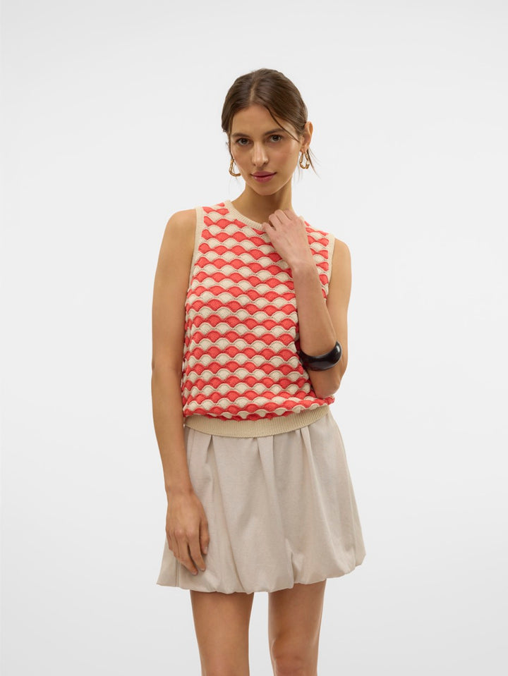 Vmcarry Sl O-neck Top Ga - Ecru Dessin