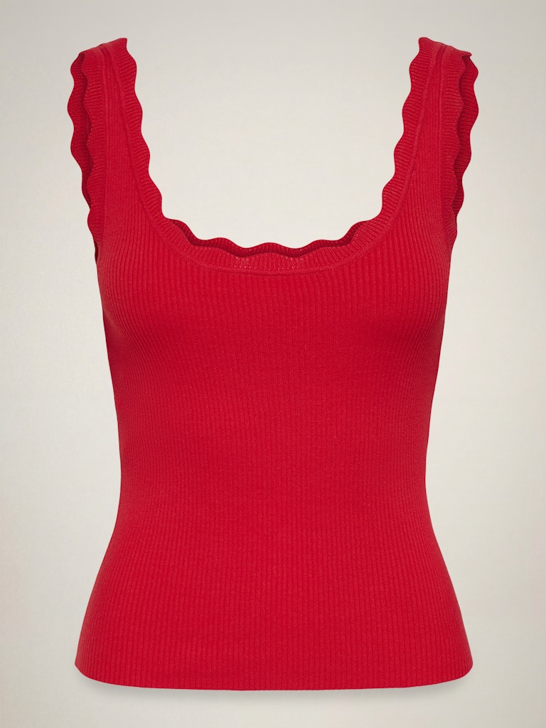 Jdynanna S/l Scallop Edge Top Knt Noos - Rood