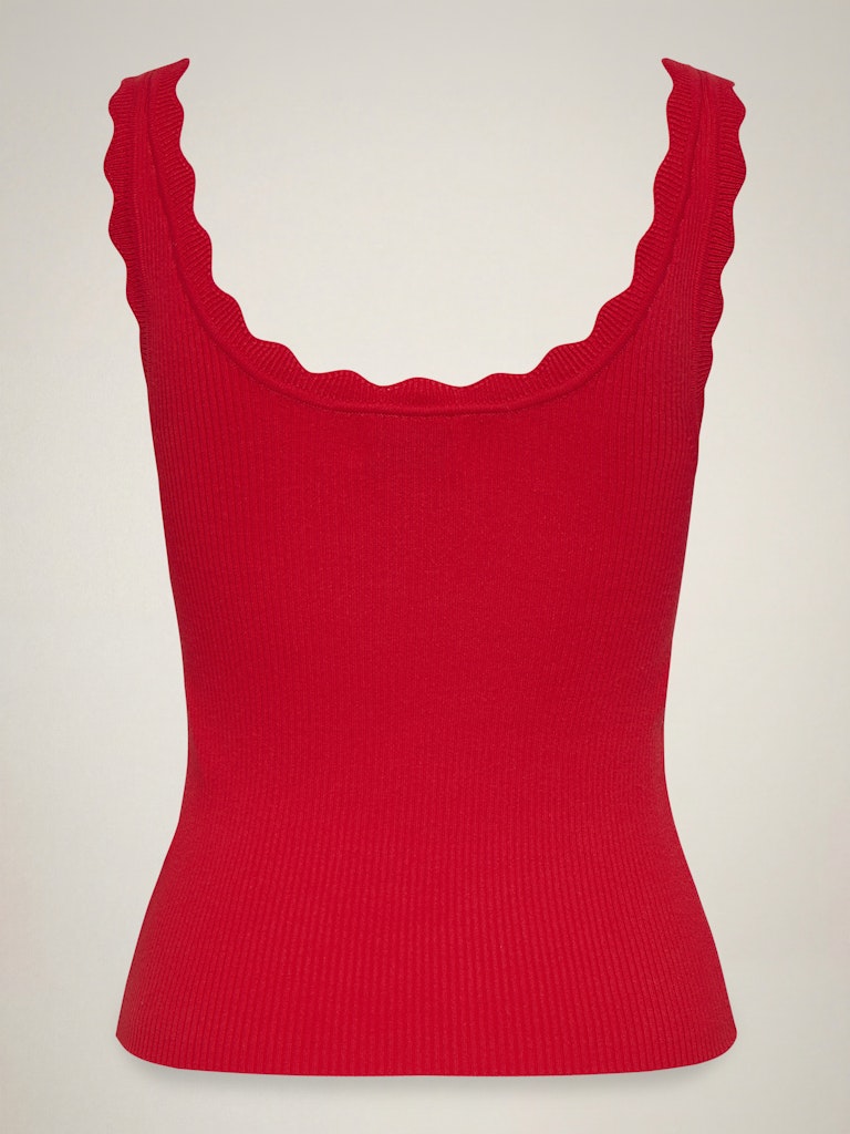 Jdynanna S/l Scallop Edge Top Knt Noos - Rood