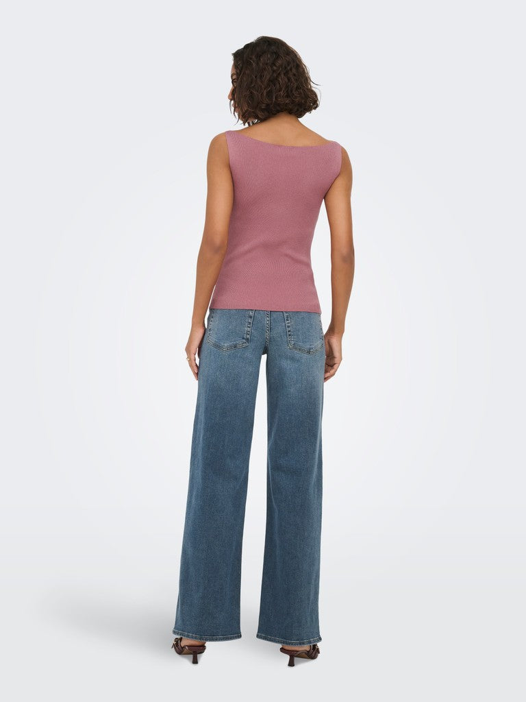 Jdynanna S/l Boat Neck Top Knt - Oud Roze